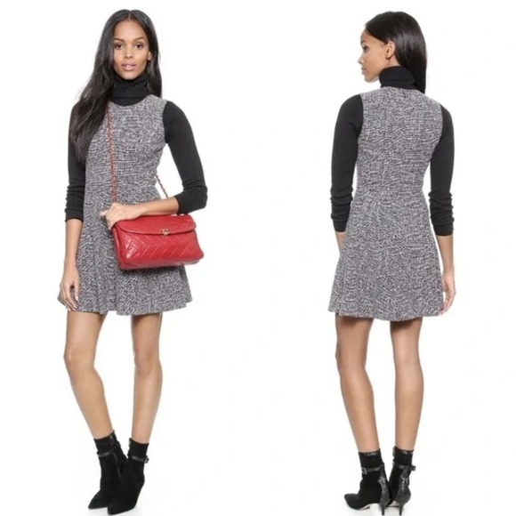 Theory Dresses & Skirts - Theory Navy & Red Fit & Flare Sleeveless Tweed Dress